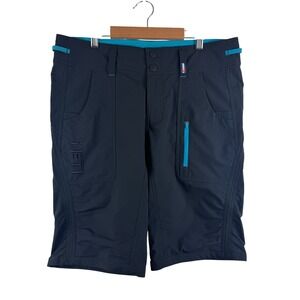 Yeti Cycles Mountain Bike Shorts Women Large Black Turquoise Adjustable Waist